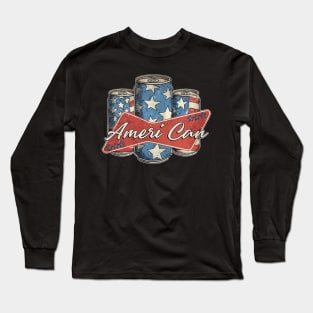 Retro Ameri Can Funny 4th of July Beer Patriotic USA flag Long Sleeve T-Shirt